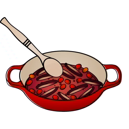illustration of liquid added to the sautee step