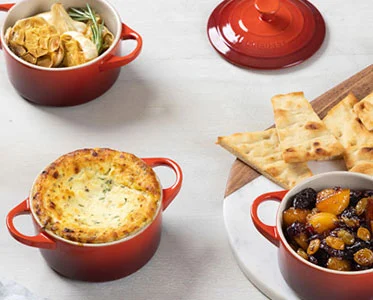 mini cocottes filled with dips