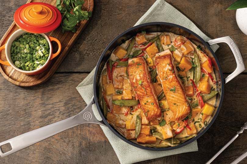 Seared Salmon in Coconut Green Curry