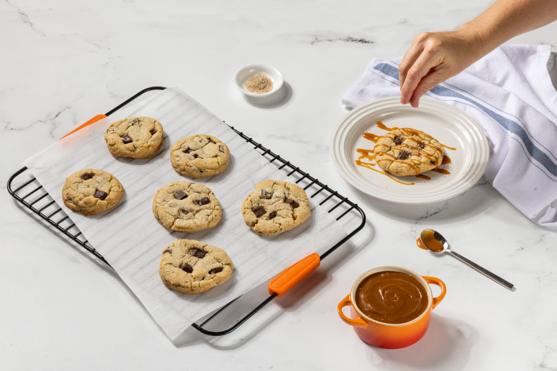 Chocolate Chunk Cookies with Smoky Salted Caramel
