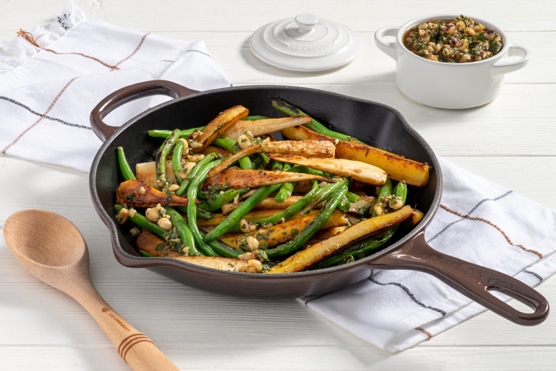Charred Squash, Parsnips and Green Beans with Hazelnut Picada