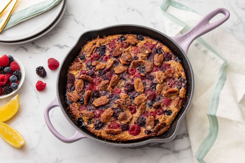 Brown Butter Berry and Pecan Oatmeal Bake