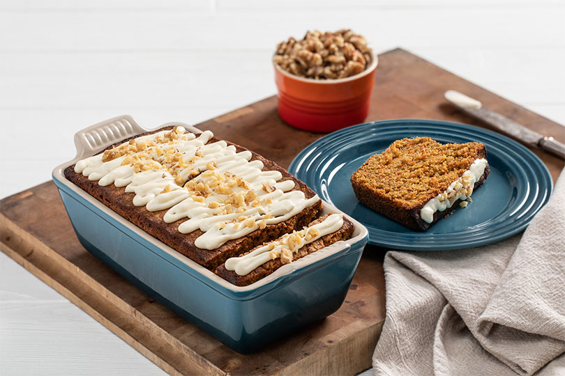 Olive Oil Carrot Bread with Maple Cream Cheese Glaze