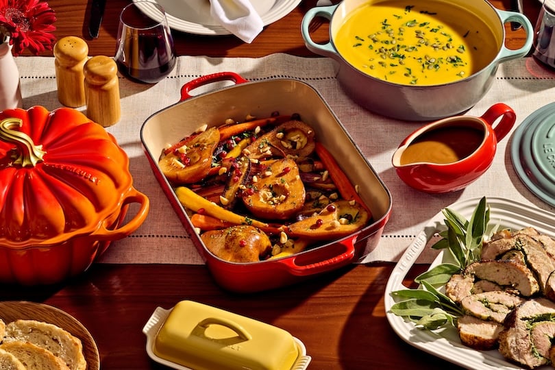 Maple-Roasted Rainbow Carrots and Pears with Marcona Almonds