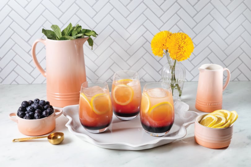 Charred Peach Blueberry Mojitos
