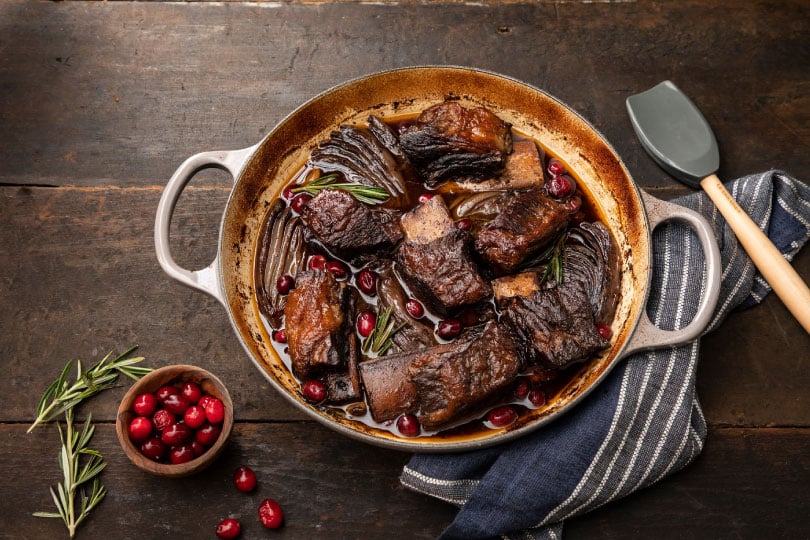Balsamic Rosemary Braised Short Ribs with Cranberries