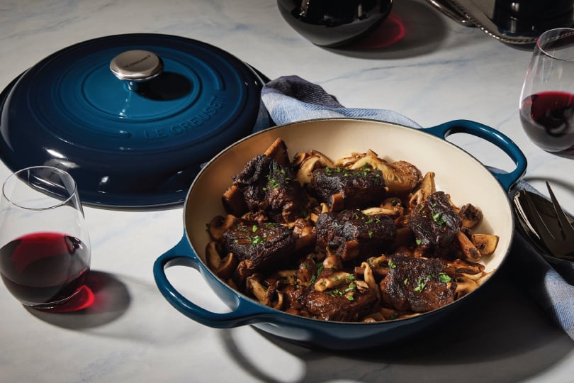 Porcini Braised Short Ribs with Garlic Herb Mushrooms