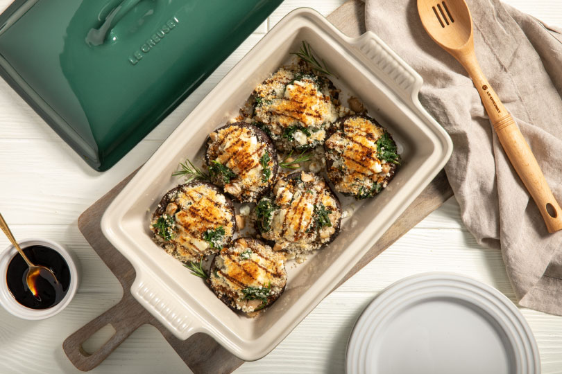 White Bean and Goat Cheese Stuffed Portabella Mushrooms