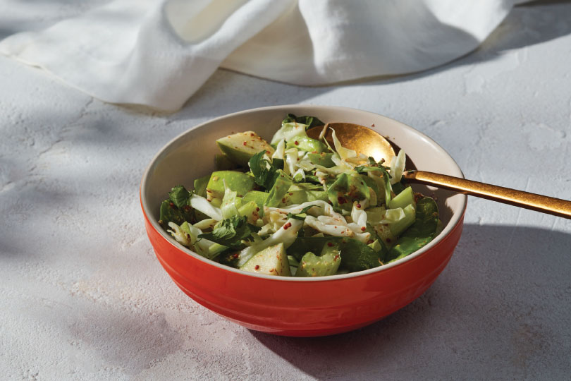 Celery Slaw with Apples, Snow Peas and Jalapenos