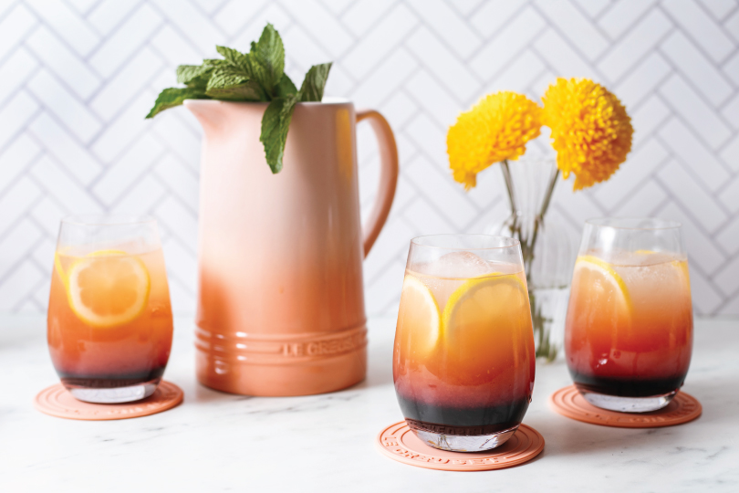Charred Peach Blueberry Mojitos