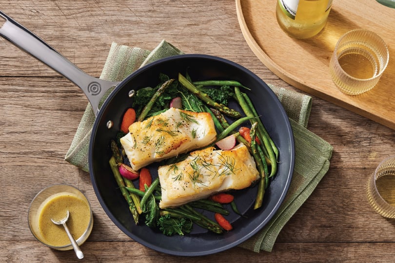 Seared Fish with Lemon Mustard Pan Sauce