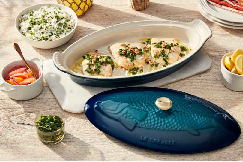 Baked Halibut with Chimichurri and Citrus Vinaigrette