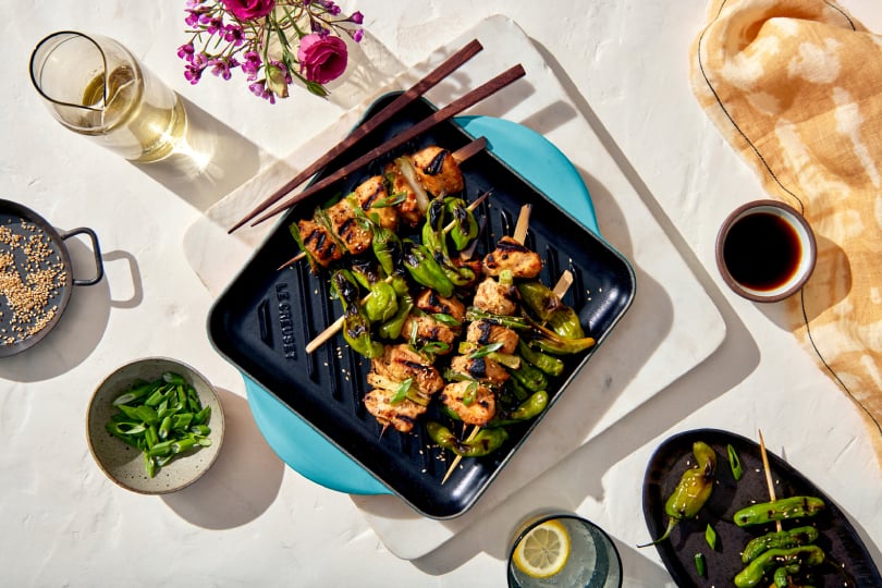 Grilled Chicken and Shishito Pepper Skewers