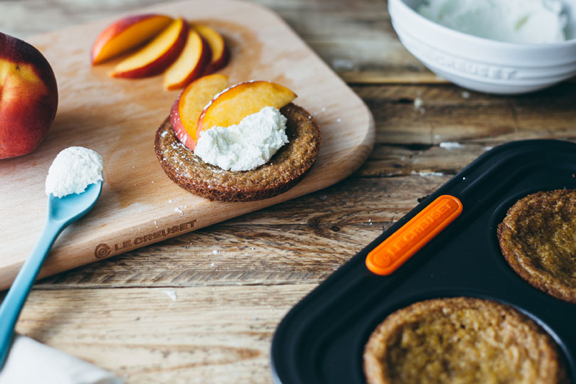 Mini Olive Oil Cakes with Peaches and Cream