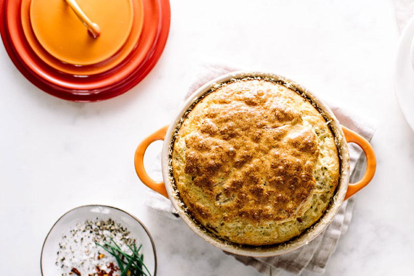 Caramelized Fennel and Bacon Cheese Souffle
