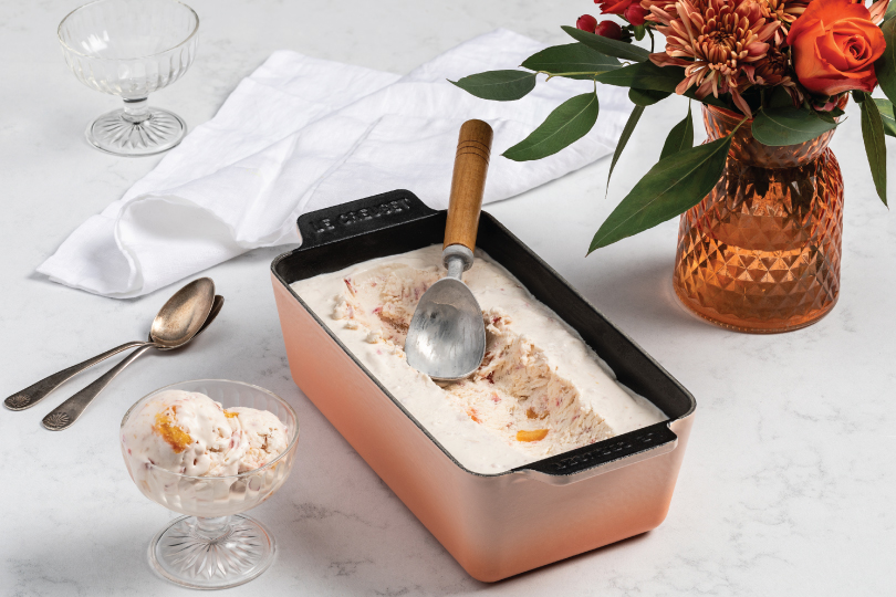 Roasted Strawberry and Peach No-Churn Ice Cream