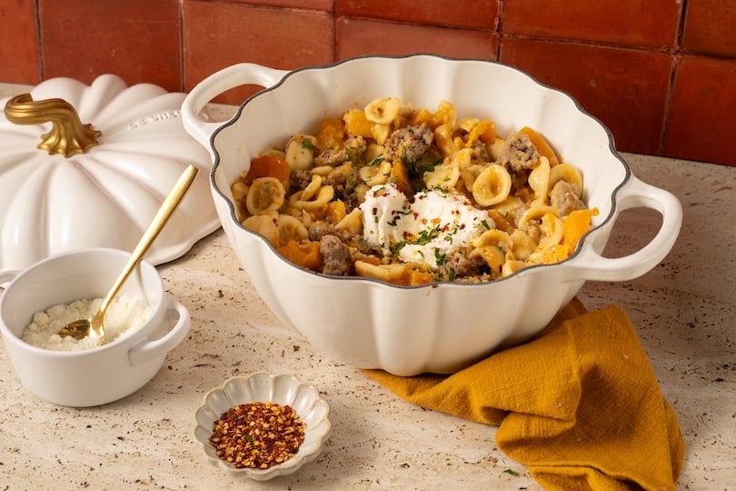 Creamy Butternut Squash Orecchiette with Italian Sausage