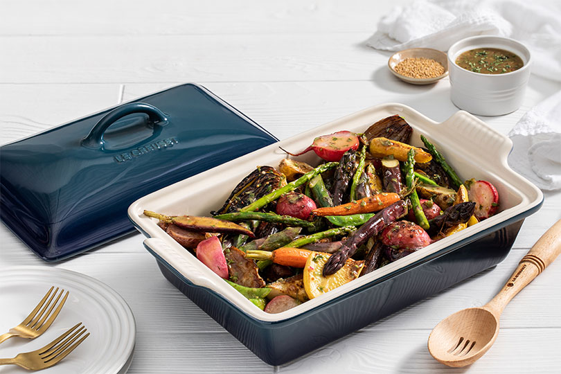 Roasted Root Vegetables with Mustard Herb Dressing