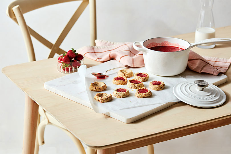 Strawberry Almond Thumbprint Cookies