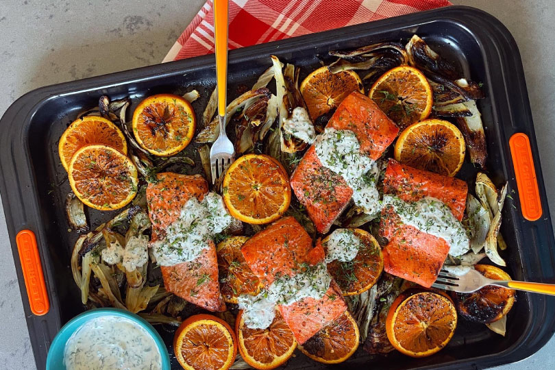 Sheet Pan Salmon with Roasted Fennel and Oranges
