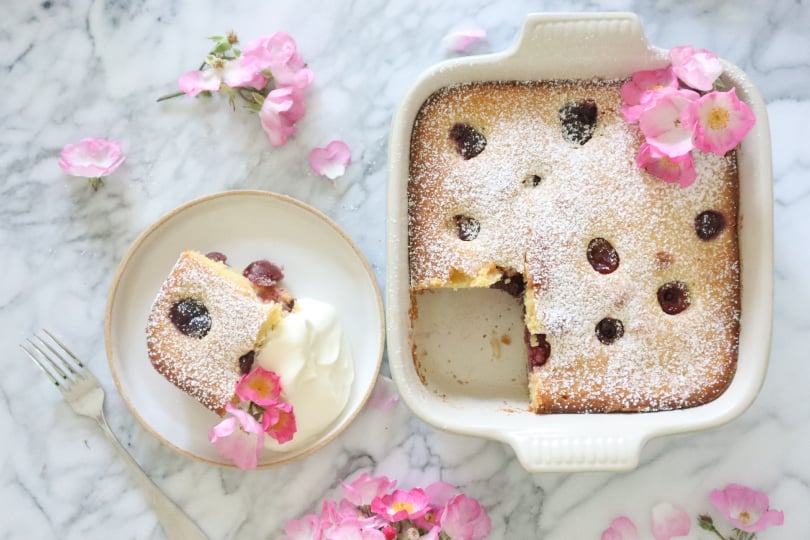 Cherry Cornmeal Ricotta Cake