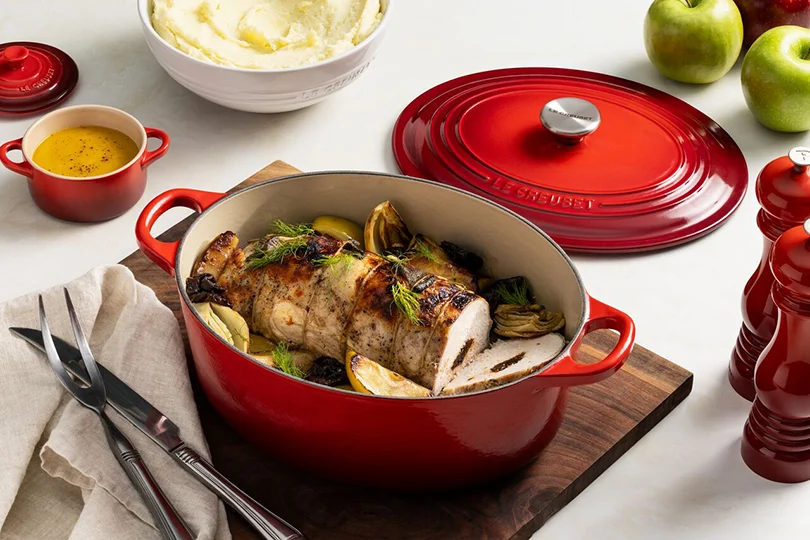 Roasted Pork Loin with Prunes, Apples and Fennel