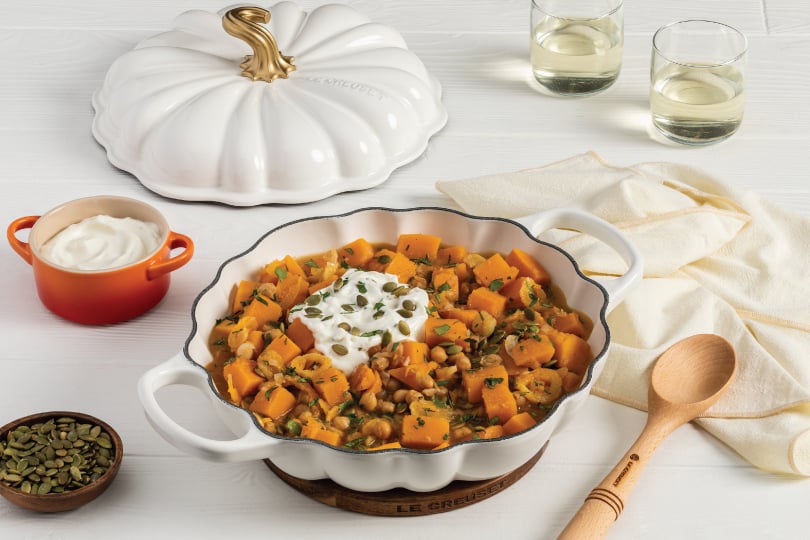 Braised Harissa Pumpkin with Garlic Yogurt Sauce
