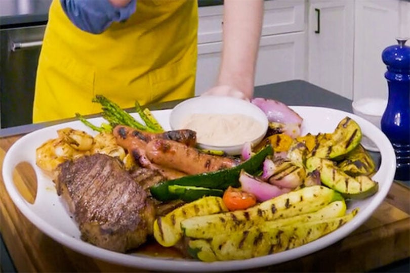 Indoor Mixed Grill with Yogurt BBQ Sauce