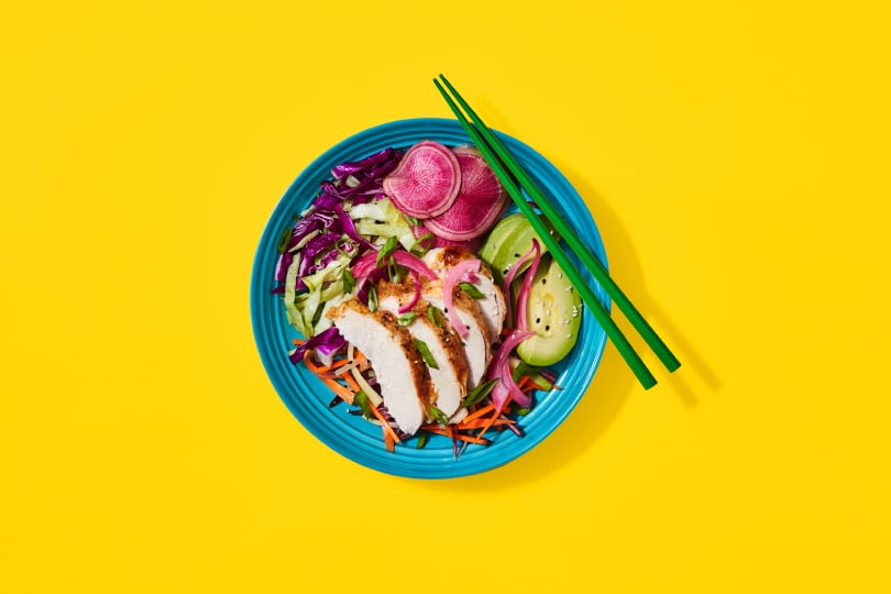 Crunchy Cabbage Chicken Salad with Ginger Soy Dressing