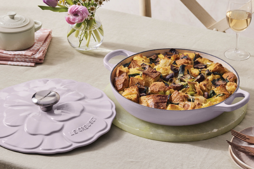 Strata with Spinach, Mushrooms and Gruyere