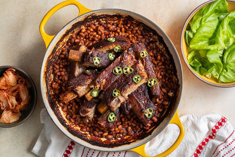Sticky BBQ Ribs with Baked Beans