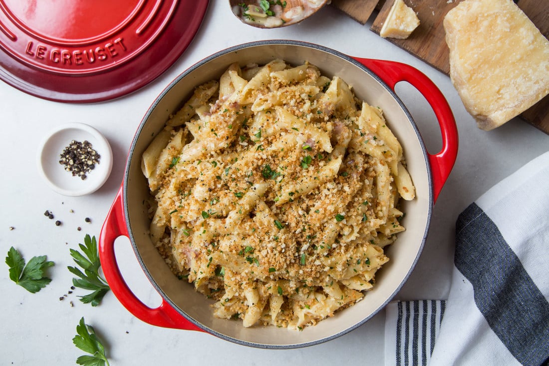 White Cheddar, Mozzarella and Parmesan Baked Mac and Cheese