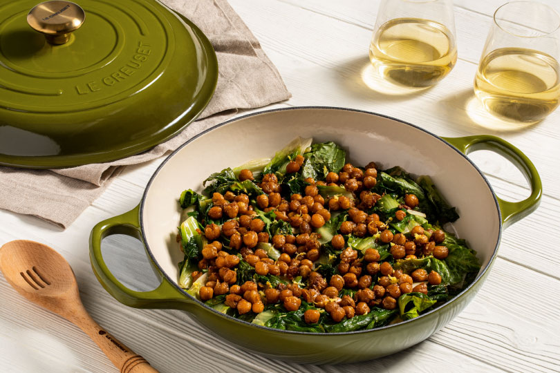 Wilted Escarole with Crispy Chickpeas