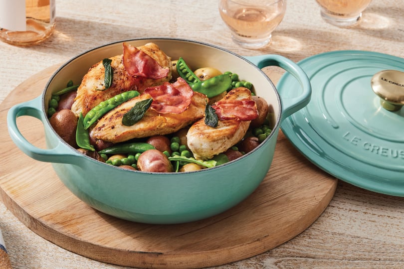 Sage Chicken with Crispy Prosciutto and Peas